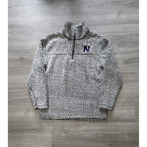 Boxercraft Sherpa Fleece Pullover Womens Small Gray Quarter Zip Navy